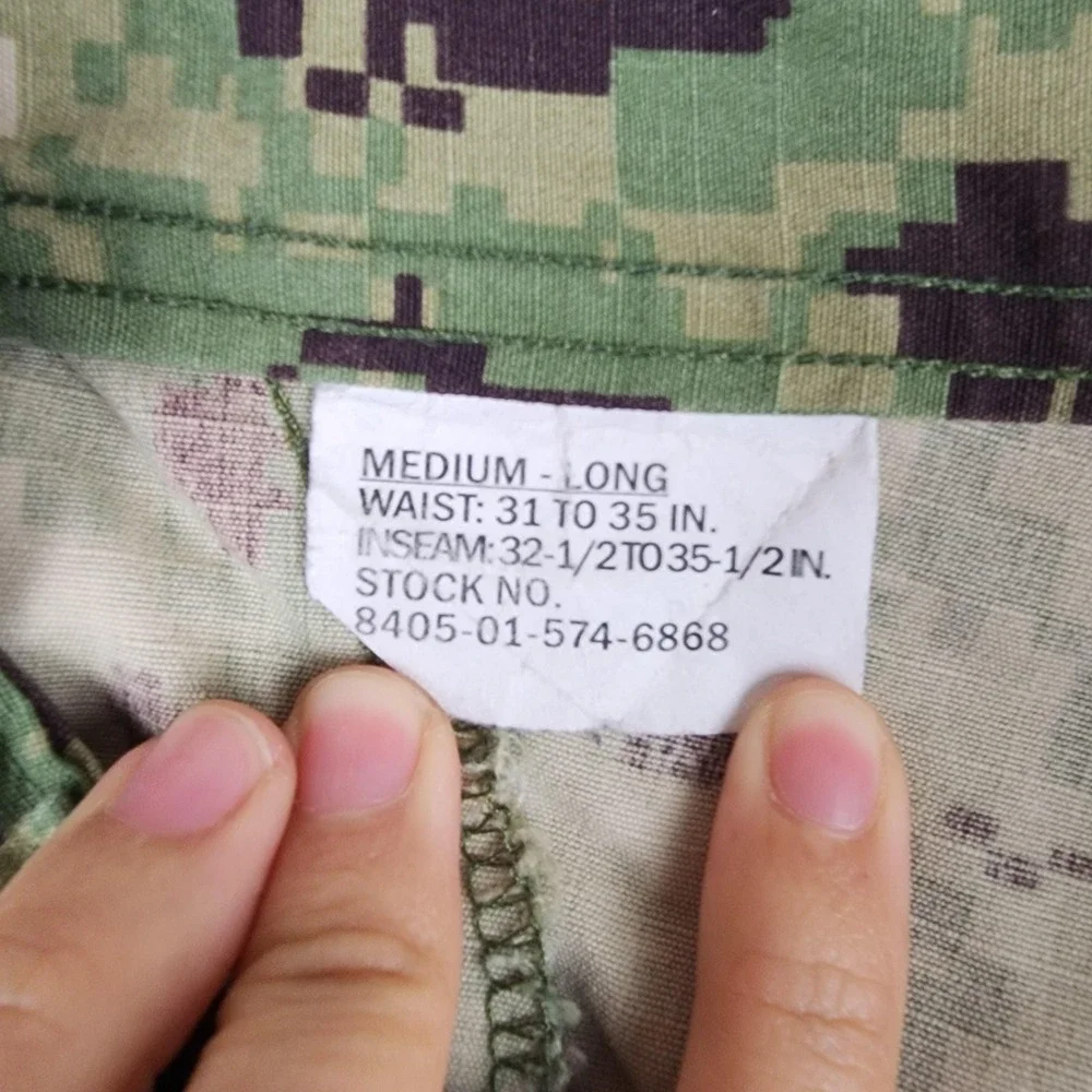 US Navy Seals Pants Mens Med Long 33x33 Green NWU Type III Camo Cargo Navy Work